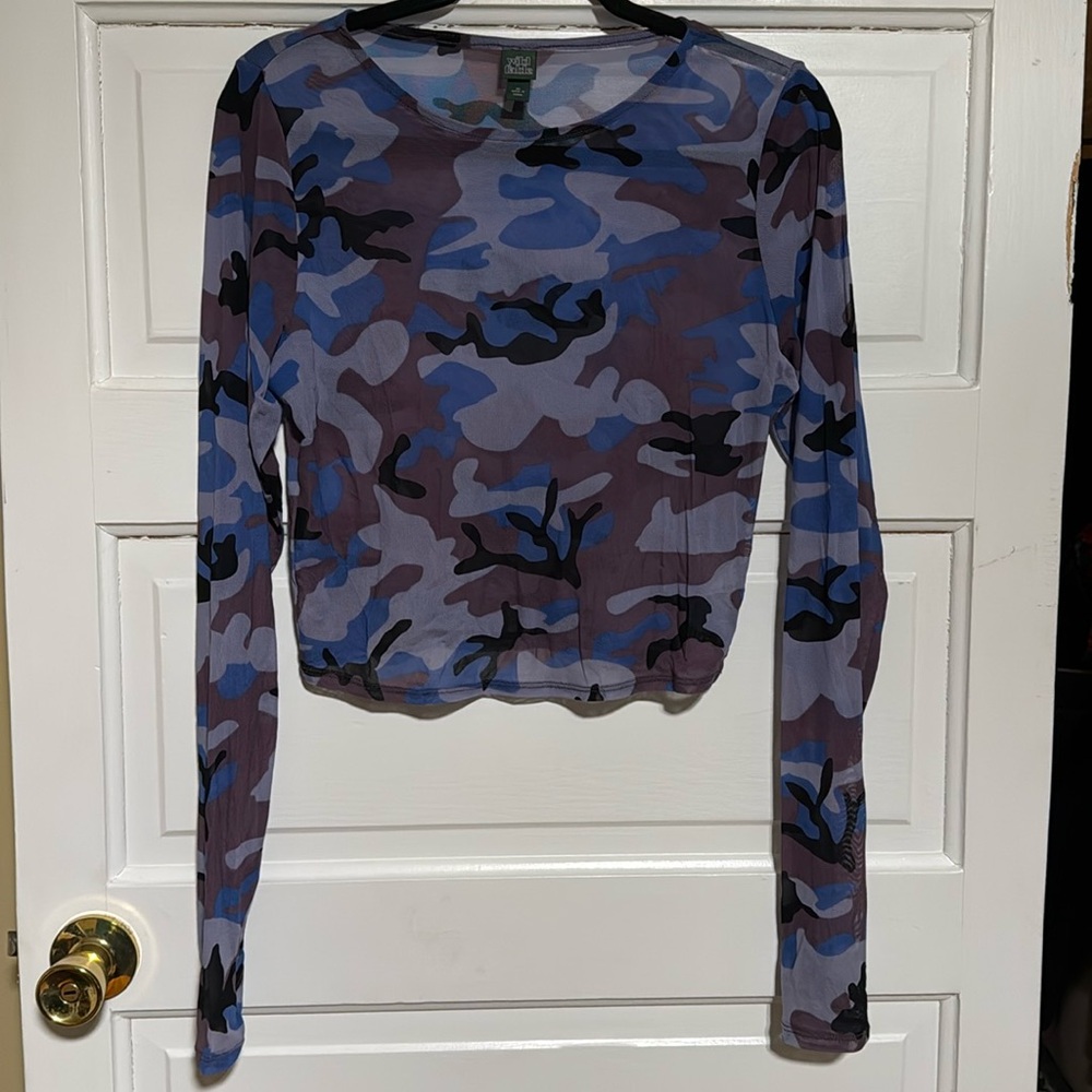Camo mesh crop top